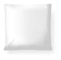 Realistic white square pillow casting a shadow on a white background, perfect for showcasing designs or adding a touch of comfort to any scene vector