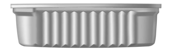 Realistic gray metallic container designed for preserving food, featuring a plastic lid and isolated against a clean white background, complete with a clipping path for easy use vector