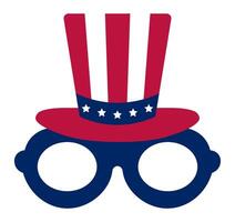 Uncle Sam hat and glasses prop celebrating Independence Day, adding a fun and festive touch to patriotic parties and USA themed events, embodying the spirit of freedom and unity vector
