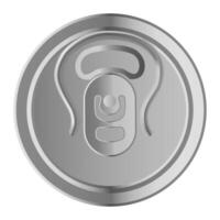 Realistic metallic top of a beverage can featuring a convenient ring pull opening, highlighting ease of access for enjoying refreshing drinks like soda and beer vector