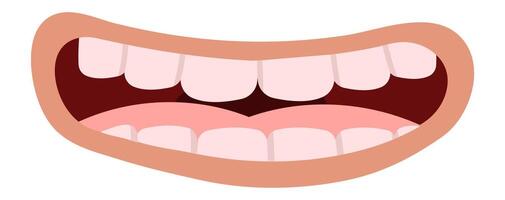 Open cartoon mouth showing teeth and tongue, expressing happiness, joy, and laughter, perfect for illustrations, animations, and children's designs vector