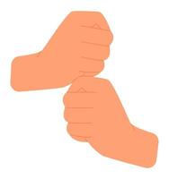 Two hands are bumping fists, symbolizing teamwork, partnership, and mutual respect in a collaborative environment, suitable for conveying concepts of agreement, unity, and shared success vector