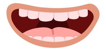 Cartoon open mouth displaying tongue and teeth, expressing a range of emotions such as screaming, singing, laughing, or feeling pain, isolated on a clean white background vector