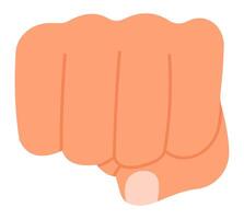 Fist hitting, punching, expressing power and strength, ready to strike, on a white background, with visible knuckles and thumb, concept of aggression and determination vector