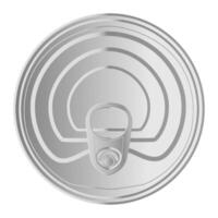 Realistic metallic can lid featuring a ring pull, viewed from above, emphasizing food preservation and storage while highlighting the importance of safety and freshness in packaging vector