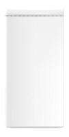 Realistic white blank plastic bag packaging featuring a convenient hang slot, isolated against a clean white background, providing ample space for custom design elements vector