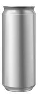 Photorealistic aluminum can resting on a white background, ideal for highlighting various designs and branding concepts. Perfectly suited for product mockups and marketing materials vector