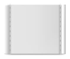 White textile banner hanging with staples on a white background, creating a clean and minimalist backdrop for advertising or display purposes vector