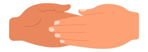 Two hands of diverse skin tones gently touching, radiating warmth and affection, embodying the essence of human connection and the beauty of intimacy and togetherness vector