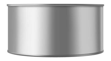 Short silver metallic tin can preserving food, suitable for tuna, meat, beans, coffee, tea, fruit or vegetables, isolated on white background with clipping path included vector