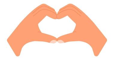 Two hands gently curving together to form a heart shape, representing love, care, and deep affection against a clean white background, evoking feelings of joy and connection vector
