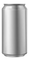 Realistic aluminum can standing on white background representing soda or beer packaging, perfect for showcasing your design or for advertising purposes vector