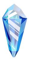 Glistening bright light blue crystal with sharp, faceted edges resting on a plain white background, creating an enchanting interplay of color and light that exudes elegance and luxury vector