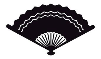 Black and white hand fan featuring wavy lines that create an elegant pattern, embodying the essence of summer, fashion, and rich Asian cultural traditions vector