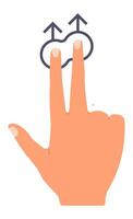 Two fingers sliding up on a touchscreen, zooming in to expand content or images with a seamless gesture, illustrating modern interaction with mobile devices and user interfaces vector