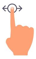 Cartoon hand with index finger touching and swiping a touchscreen, scrolling or browsing online content or using a mobile app with interactive interface vector