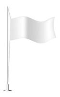 Waving white flag on a sleek silver flagpole against a bright white background, symbolizing themes of surrender, truce, and a fresh start for design opportunities vector