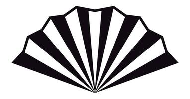 Black and white striped fan shape with jagged edges radiating outward from the center, creating an abstract design that captivates with its striking visual appeal and bold contrast vector