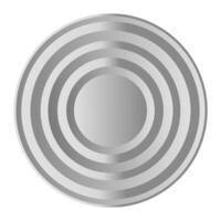 Concentric grey circles are radiating outwards, creating a metallic silver round frame with a smooth gradient, perfect for backgrounds and designs vector