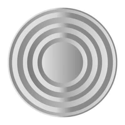 Concentric grey circles are radiating outwards, creating a metallic silver round frame with a smooth gradient, perfect for backgrounds and designs