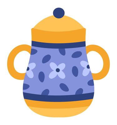 Beautiful ceramic teapot with a floral pattern and two handles is depicted, showcasing its elegant design and traditional craftsmanship, perfect for enjoying a warm beverage