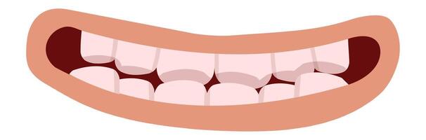 Cartoon mouth showing teeth and gums is smiling, creating a cheerful and expressive facial feature, perfect for adding personality to characters and designs vector