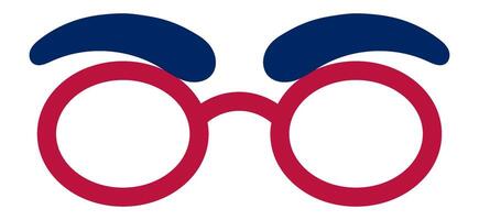 Red glasses with thick eyebrows creating a funny face icon, representing disguise, humor, and playful expressions, perfect for adding a touch of whimsy to any project vector