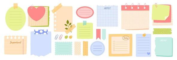 Colorful collection of sticky notes and notepads vector