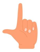 Cartoon hand gesturing the loser sign with index finger pointing upwards and thumb and index finger forming an L, isolated on white background, ideal for educational and conceptual visuals vector
