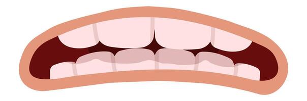 Cartoon mouth grimacing and revealing teeth while biting down, conveying frustration and anger through an expressive illustration isolated on a white background vector