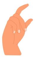 Cartoon hand making a gesture of measuring a tiny amount, pinching delicately with thumb and index finger, isolated against a clean white background, conveying a subtle nonverbal sign vector