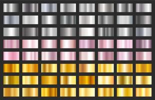 Gold rose, silver and golden gradients. Metallic shiny gradient, chrome metal frame. Metal foil texture for glossy banner and premium label. luxury plates vector
