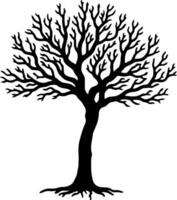 Bare tree silhouette isolated on white background vector