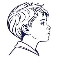 A boy's profile in outline on a white background vector