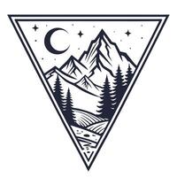 A triangle with a mountain and trees vector