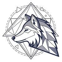 The wolf is in the middle of a geometric pattern vector