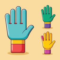Four different colored gloves with different colors vector