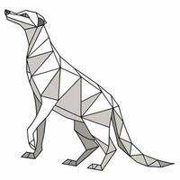 A dog made of triangles standing on its hind legs vector