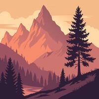 A mountain landscape with trees and mountains vector