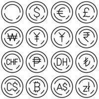Currency Essentials Icon Set Outline Style vector