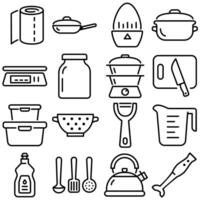 Kitchen Essentials Icon Set Outline Style Part 2 vector