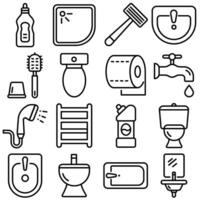 Toilet and Bathroom Essentials Icon Set Outline Style Part 3 vector