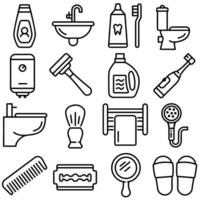 Toilet and Bathroom Essentials Icon Set Outline Style Part 2 vector