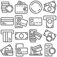 Money and Payment Essentials Icon Set Outline Style vector