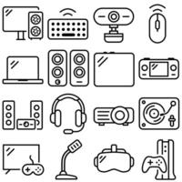 Home Entertainment and Electronics Icon Set Outline Style vector