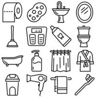 Toilet and Bathroom Essentials Icon Set Outline Style vector