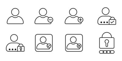 user icon set, and account symbols featuring profile, profile, status, and security features, group, for UI and web interfaces. vector