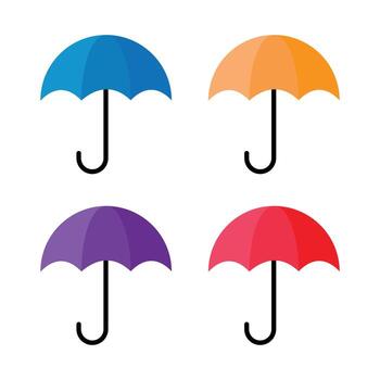 vistoso lluvia paraguas icono colocar. diferente color estilo. diseño con juguetón icono estilo ideal para lluvia proteccion accesorio. vector
