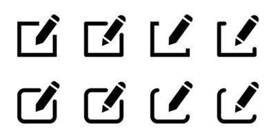 set of edit pen icon feel outline style in black color. create modify pen sign button, Pencil icon, sign up icon. editing text file document icons. vector