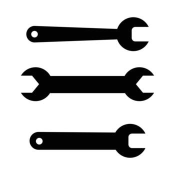 llave inglesa icono colocar. reparar icono . herramientas icono , llave símbolo, mecánico llave firmar colocar. vector